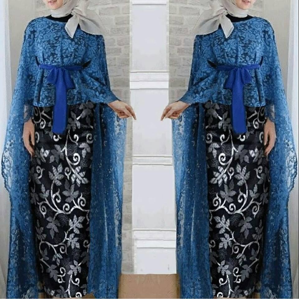 Kebaya Modern Casual Brokat Biru