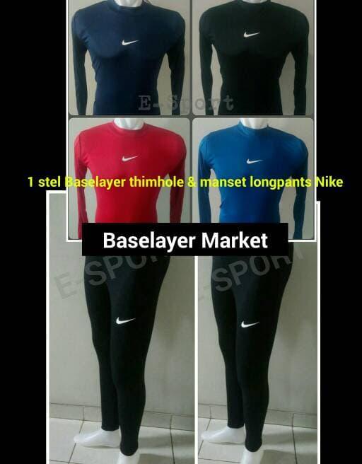 BEST SELLER!!! Baselayer Thumhole Nike dan Manset Celana Legging Panjang 1 stel - LoTGEi