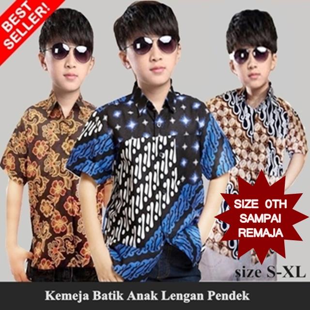 Kemeja Batik Anak Lengan Pendek, Hem Batik Anak Laki-laki, Kemeja anak, Batik anak, UKURAN S,M,L,XL