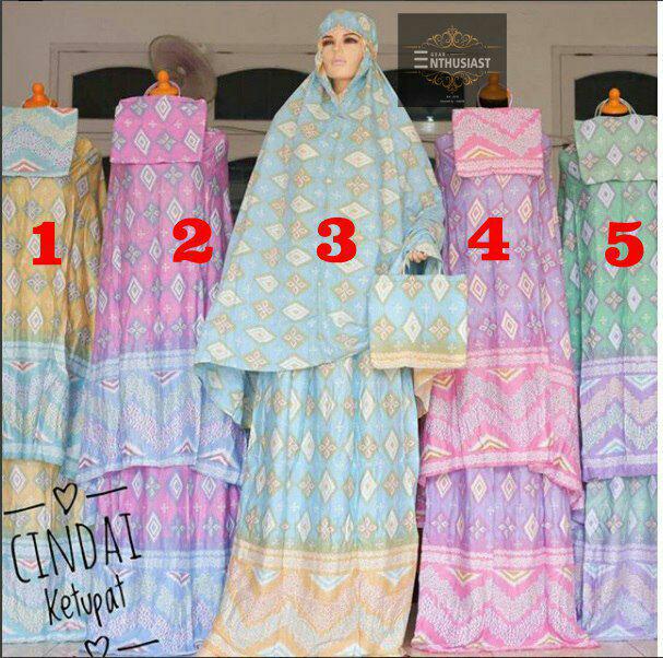 MUKENA BALI BAHAN RAYON NO 1 MOTIF CINDAI KETUPAT