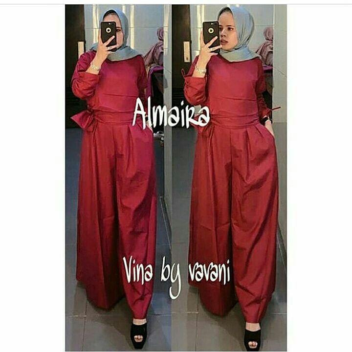 Setelan Jumpsuite “IKN ALMAIRA” Wanita Bahan Balotely Jeans Katun Rubiah Baju Panjang Muslimah Hijab Moderen Trendy Fashionable