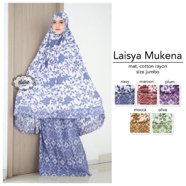 LAISYA MUKENA Motif Bunga Batik Kekinian Fashion Muslim Wanita Jumbo Mukenah Yosheviens Katun Elsire OLIVE