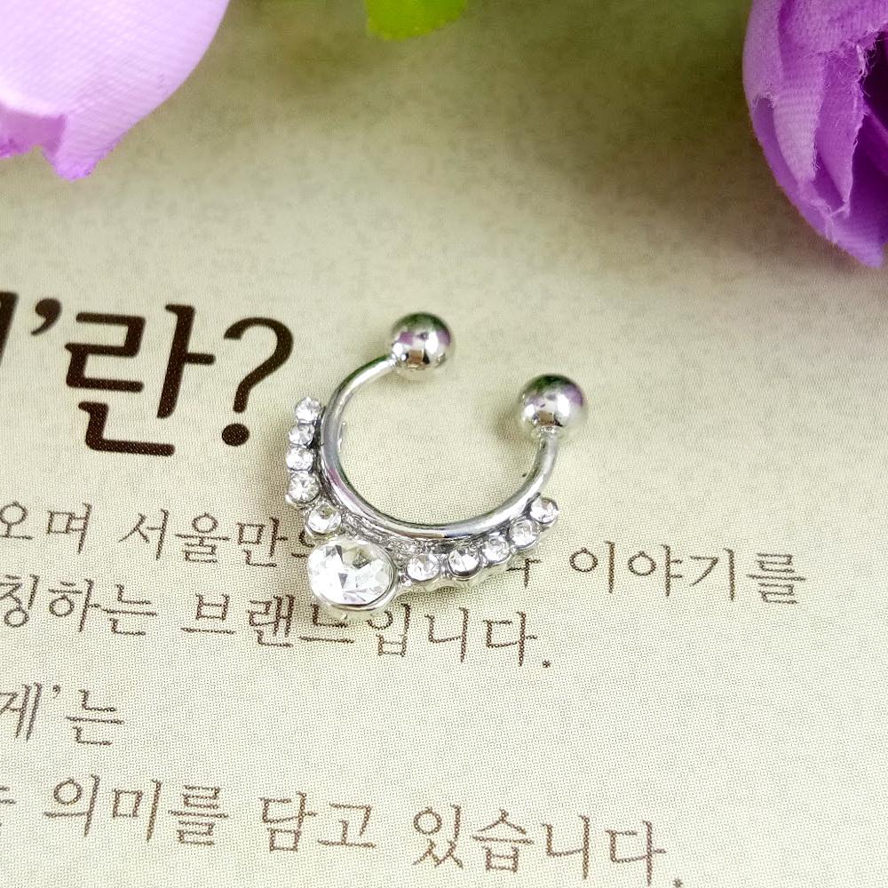 Anneui - BP0057 - fake septum piercing / anting jepit hidung (tanpa tindik) - Silver