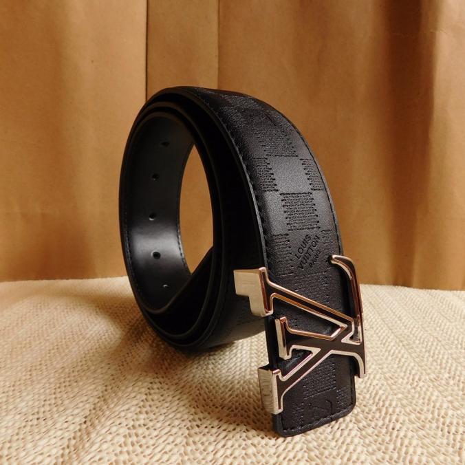 Gesper Ikat Pinggang Kulit Pria Import Louis Vuitton Lv 13#-1 Black - Djfpwjg
