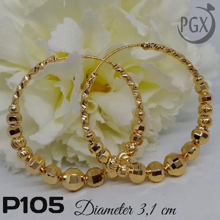P105 Anting Gipsy Bulat Xuping - Perhiasan Lapis Emas 18K