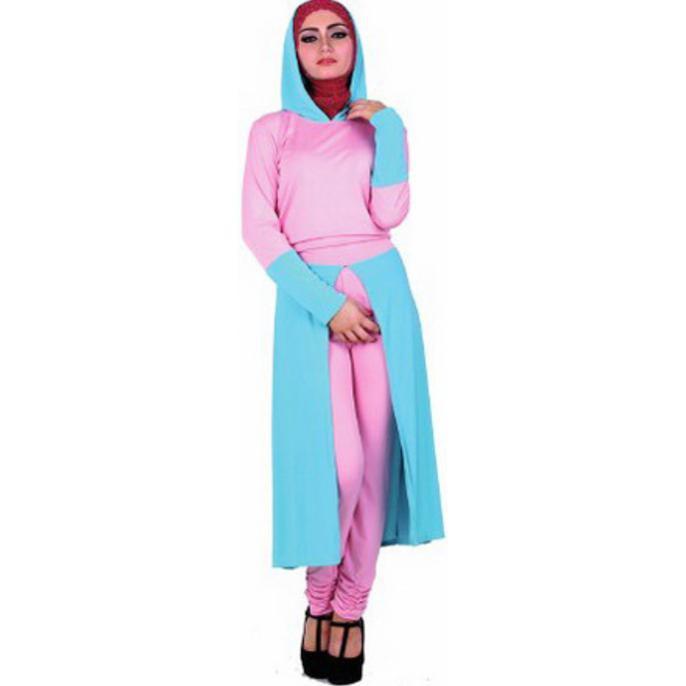 BAJU GAMIS / MUSLIM WANITA JERSEY PINK KOMBINASI GAREU GRA 9501 KDLGFHJAS