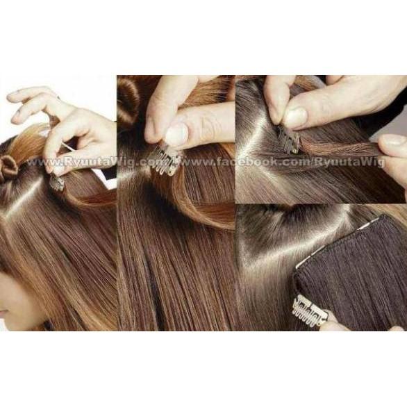 SHORT PENDEK 40CM BIG LAYER HAIR EXTENSION CLIP HAIRCLIP LURUS BLOW - COSME18