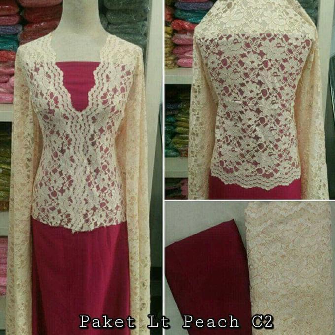 Brokat Brukat Bahan Kain Kebaya Dress Gaun Gamis Couple Lt Peach C2 Ghtpoef