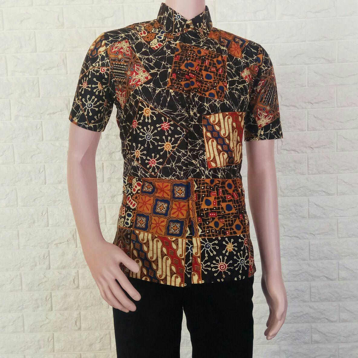 Kemeja Batik Klasik Kotak Seni Versi Pendek Limited edition