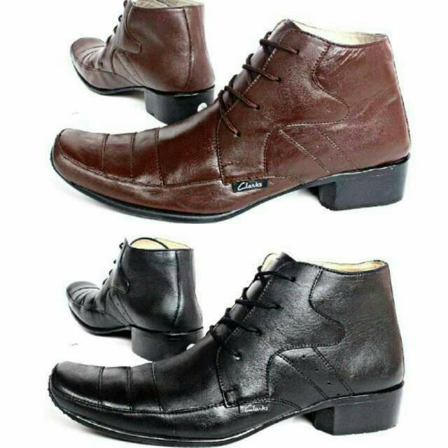Sepatu Pantofel CLARKS Pria Tinggi Kulit Asli Tali Hitam Coklat Kickers Pantopel Formal Bally Kerja