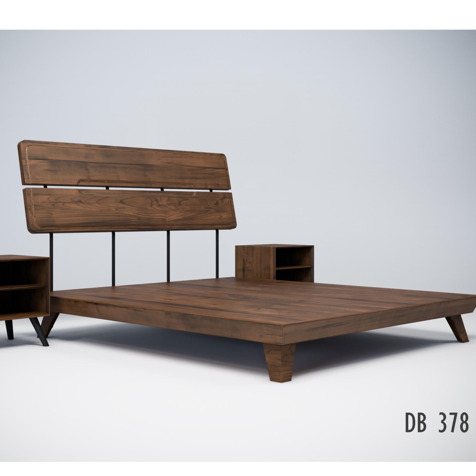 Graver Ranjang Double Bed KING Size 190 x 225 Noix Series DB 378 - Tanpa Kasur & Nakkas - Columbia Walnut