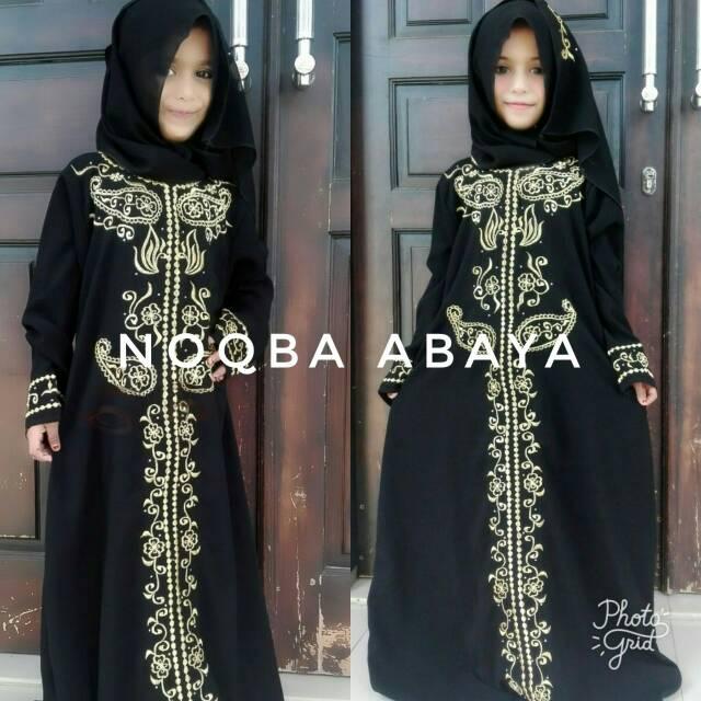 New Kids Abaya Gamis Jubah Anak Bordir Crown Lucu Gold Pesta Mini Sd Mewah Baju Anak Terbaru Murah XL