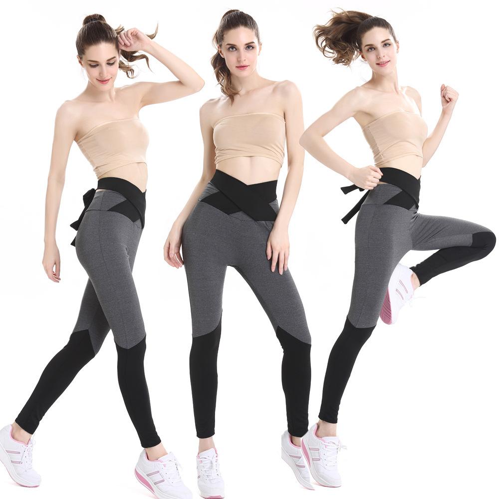 2019 Black Strap Wide Waist Yoga Pants Women Fitness Running Tights  Sport Push Up Mesh Back Yoga Leggings Senam Aerobic Zumba Pilates