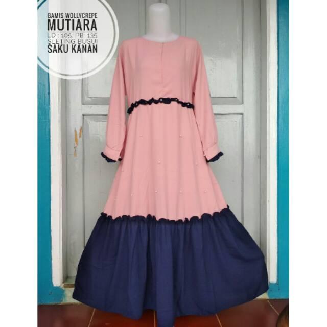 GAMIS WOLLYCREPE MUTIARA PINK - MARUN