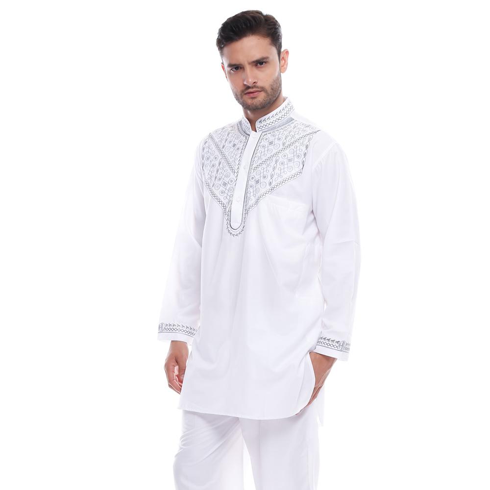 Gamis Pakistan Pria Setelan Bordir Plait - Coklat / Koko Pakistan - Gamis Pria (dengan celana)