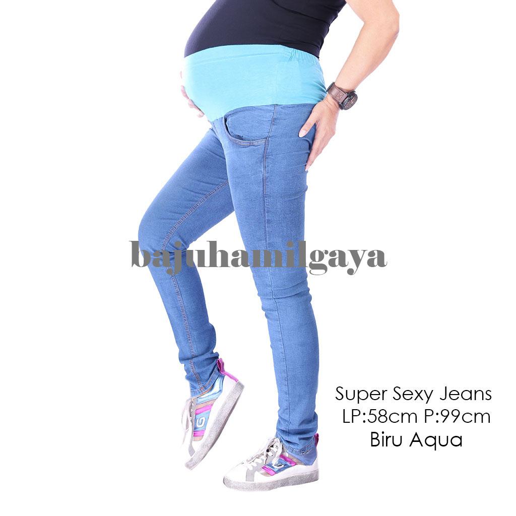 Baju Hamil Gaya Celana Hamil - SUPER SEXY JEANS BIRU AQUA - Celana Hamil Murah / Jeans Hamil / Jeans Ibu Hamil / Celana Ibu Hamil / Celana Hamil Kerja / Baju Hamil Modis / Baju Hamil Modern / Celana Ibu Hamil Kerja / Baju Hamil Murah / Wanita / Kekinian