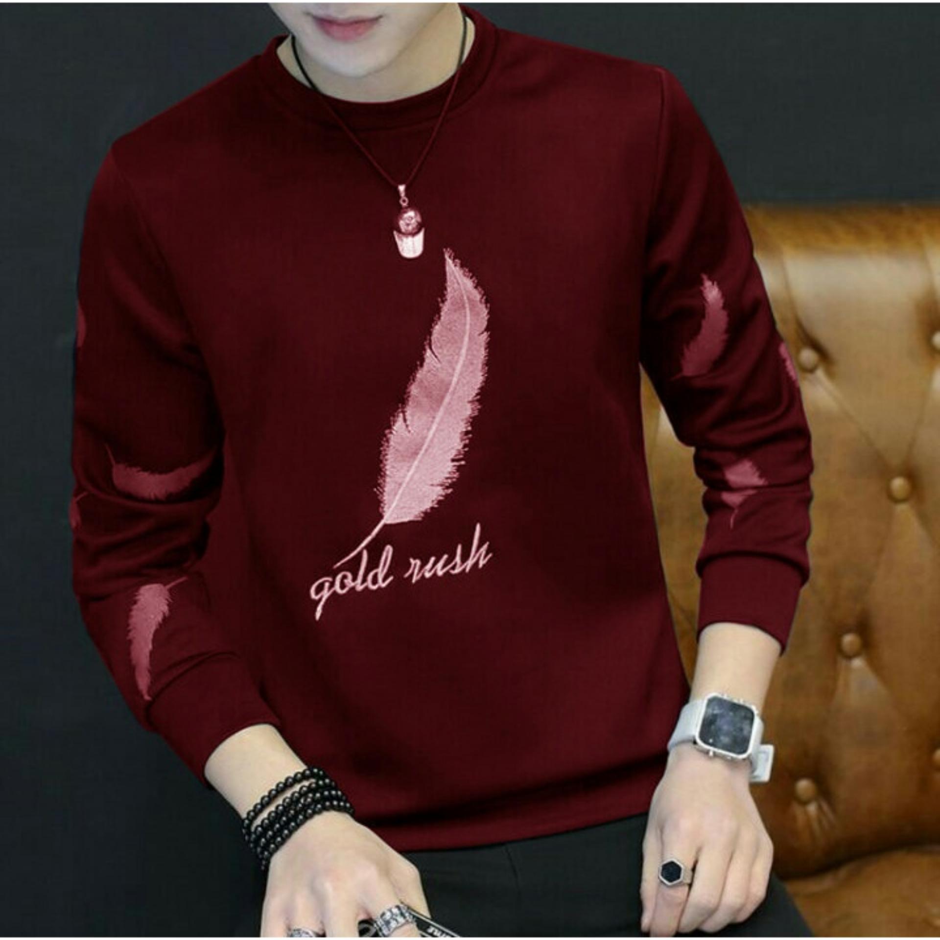 Kedai_baju Kaos Pria Lengan Panjang Agus Maroon -SR