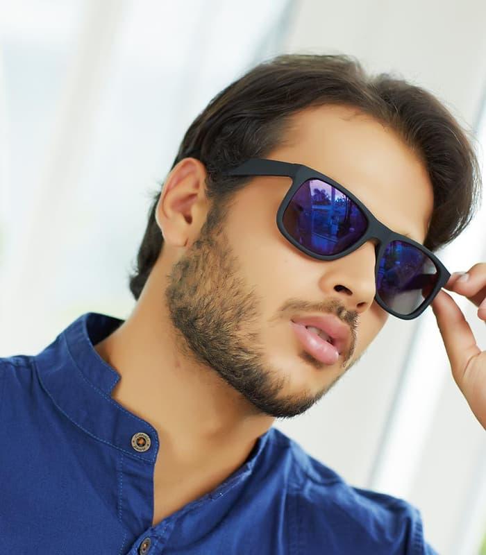 KACAMATA PRIA SUNGLASSES SOPHIE MARTIN KEANU BLACK HITAM LU0107B5 BIRU