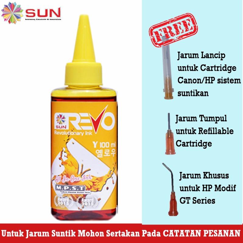 Tinta Isi Ulang / Refill Printer HP Canon Epson Isi 100 ml ( Warna Yellow ) - SUN Revo Ink