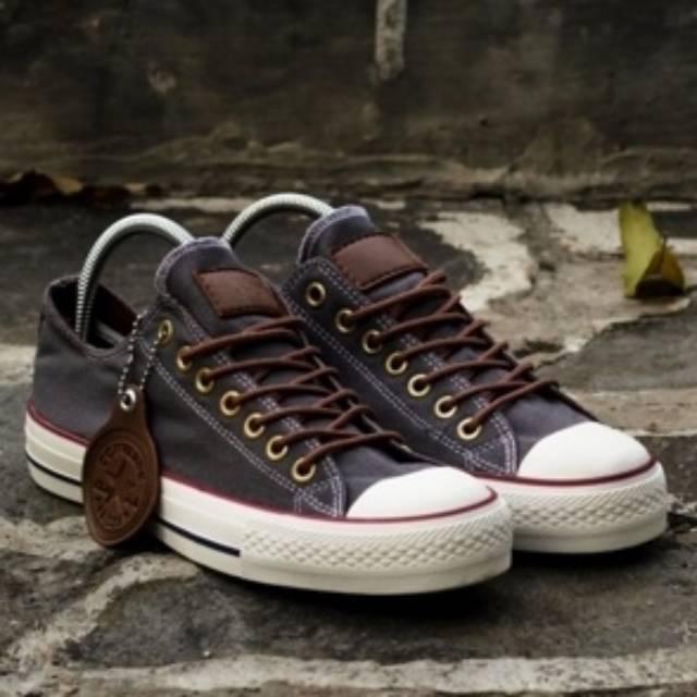 FLASH SALE Sepatu Converse All Star Pria Wanita Cewek Cowok Tali Tan Ct Ox Low Pendek Import Abu Abu