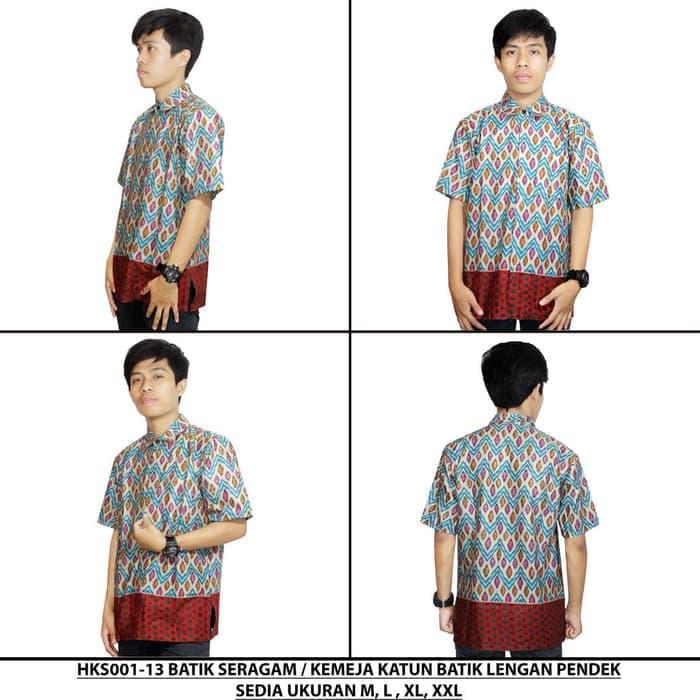 Kemeja Batik Katun Pria- Batik Kerja Kantor Lengan Pendek (HKS001-13)