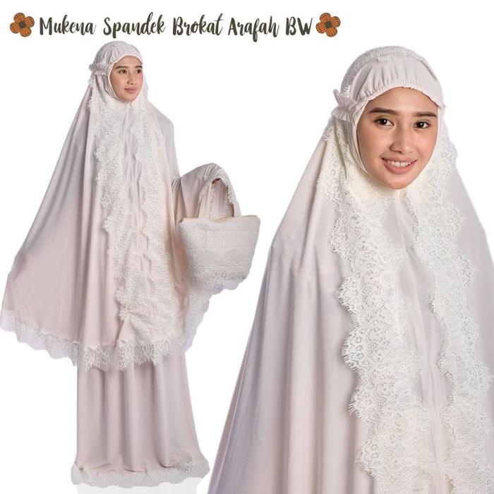 MUKENA TELEKUNG RUKUH SPANDEK SUTRA JERSEY RENDA BRUKAT PUTIH BIRU