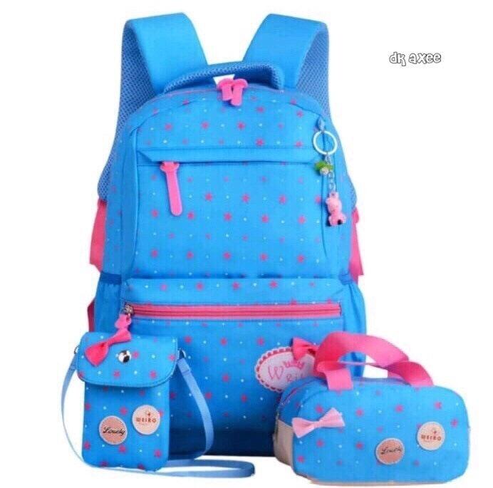 Jual PUSAT GROSIR Tas Ransel Anak Sekolah Laki Perempuan 3in1 BTX Murah BRU - Biru Muda Promo