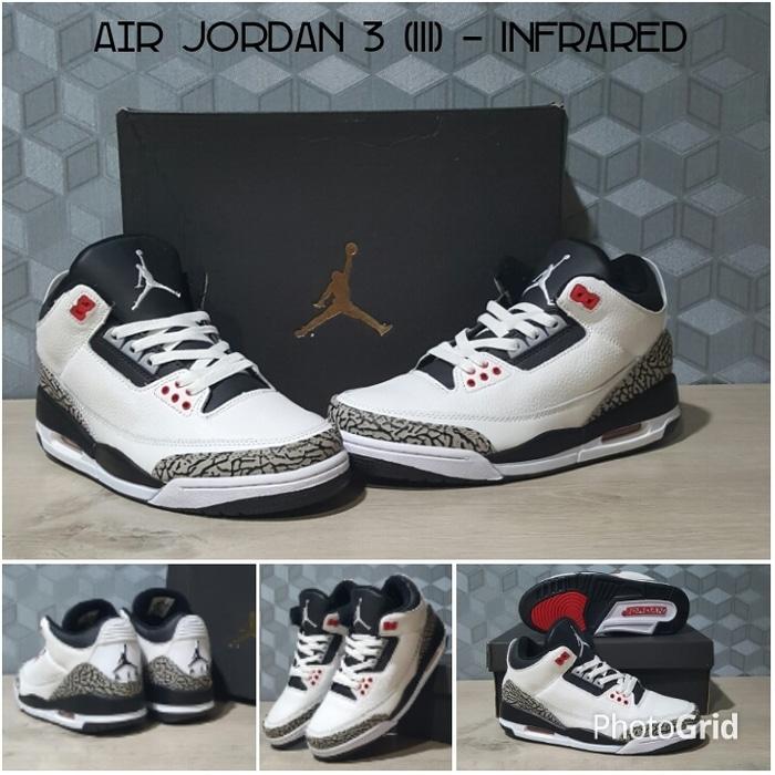 Sepatu Basket Air Jordan 3 (III) InfraRed / White /Curry/UA/Nike/Kobe
