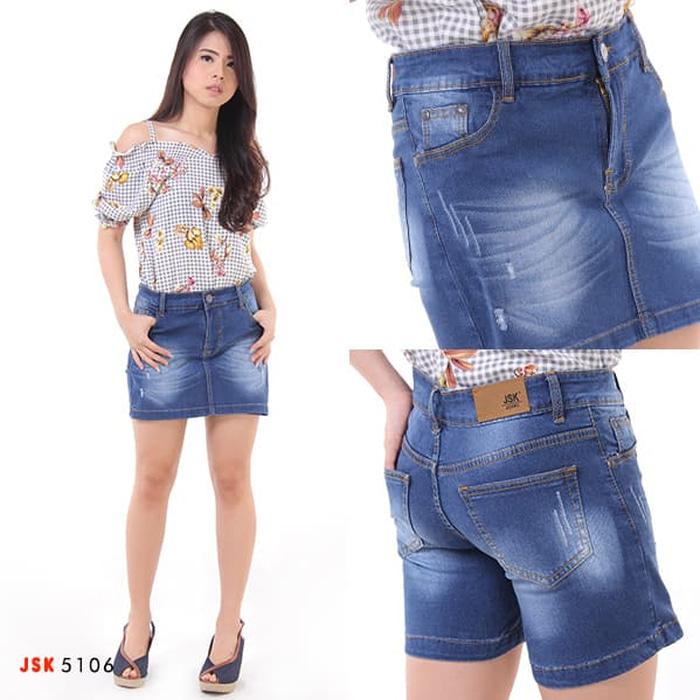 JSK 5106 - Rok Celana Pendek Bahan Jeans - Biru Jeans- 27