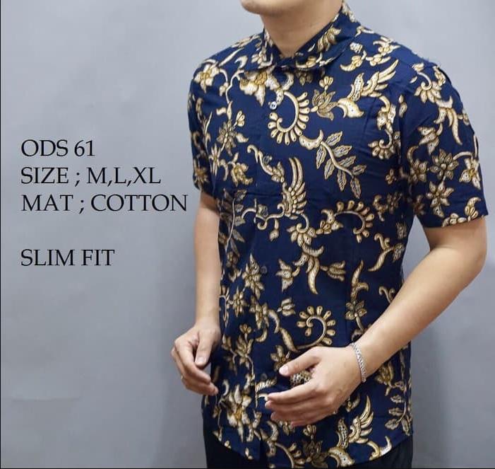 batik pria panjang pendek premium slimfit odza colin dion merah OB815