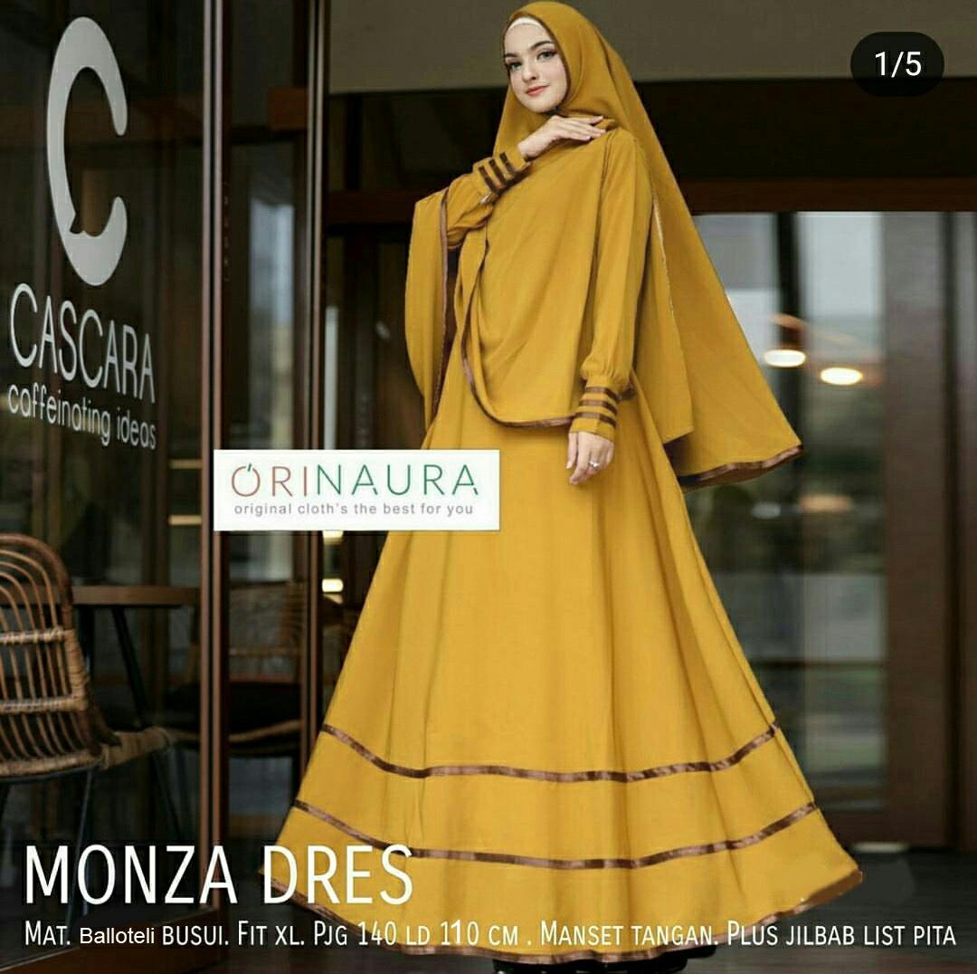 DoubleC Fashion Baju Gamis Muslim Monza / Dress Muslimah / Hijab Muslim / Gamis Syari’I / Baju Gamis / Fashion Muslim / Setelan Muslim / Hijab Wanita / Baju Muslim / Maxi Gamis / Fashion Muslim / Syari’I