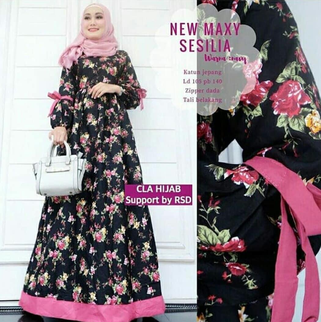 Baju Muslim Gamis Sesilia Maxi Dress Katun Jepang