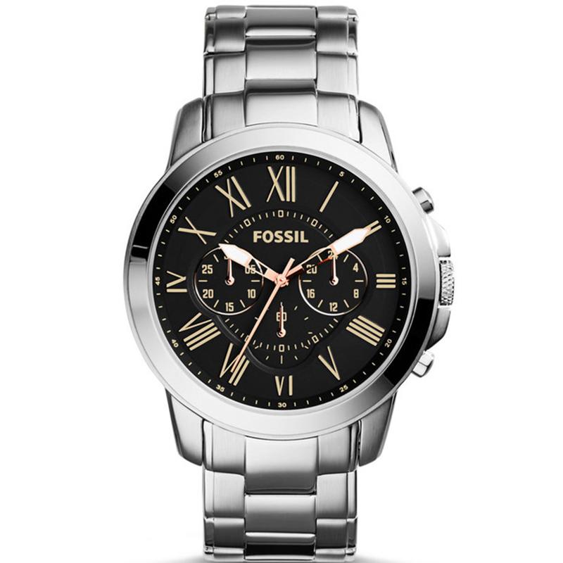 Fossil Grant Chronograph - Jam Tangan Pria - Silver - Stainless Steel - FS4994 - 88