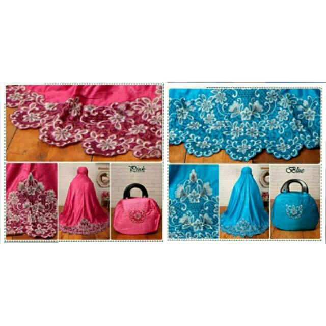 ji Mukena Bunga Tulip Bhn sutra velvet+tas cantik fit XXL ( berat 500gr ) red