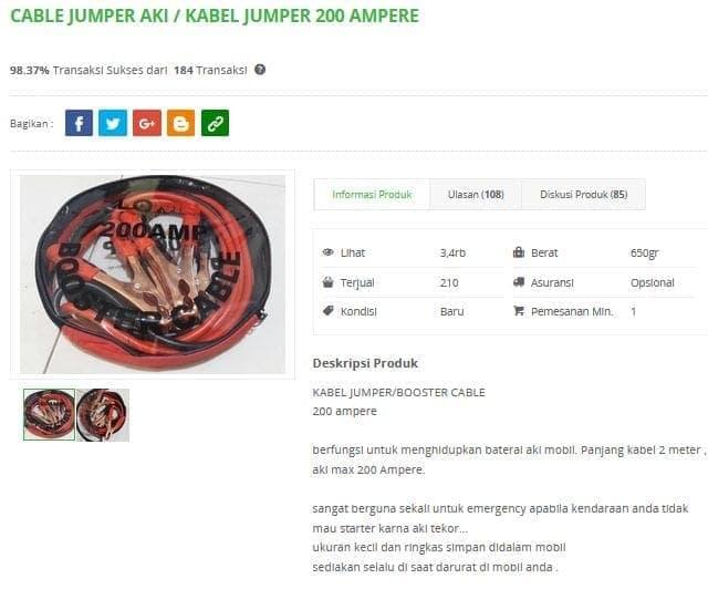 Best Seller KABEL JUMPER AKI 200 AMPERE / CABLE ACCU / BOOSTER AKI