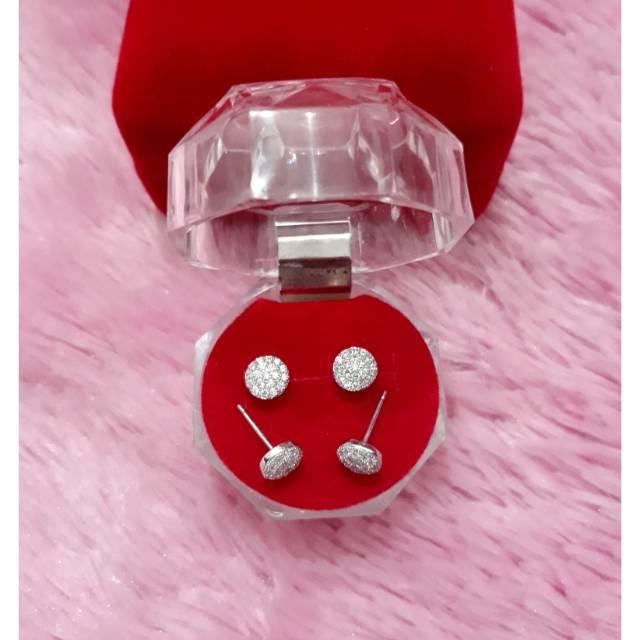 ANTING TUSUK FULL PERMATA PERAK 925 / PERHIASAN SILVER LAPIS EMAS PUTIH / GIWANG IMPORT / PERAK ASLI