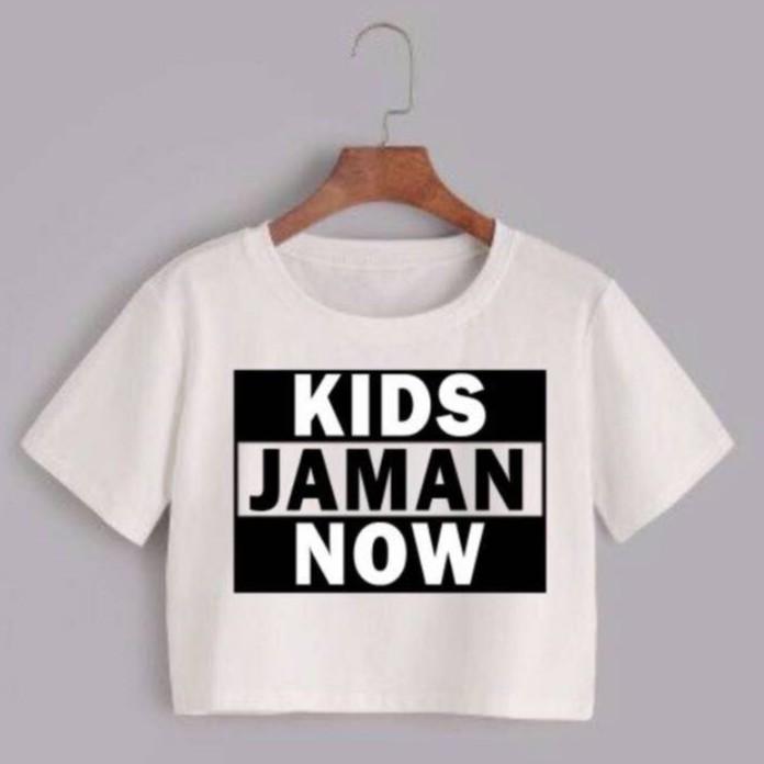 Polo Shirtcrop Kids Jaman Now Pendek Tshirt Putih No.390 Baru kode kenz-FF417