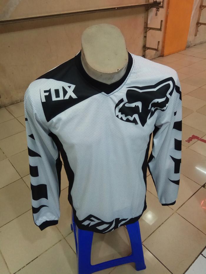 BAJU KAOS SEPEDA FOX HITAM PUTIH - nckT87
