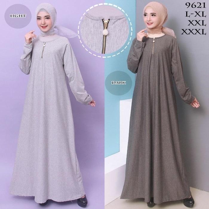Baju Gamis Wanita Gamis Jumbo Polos L - XXXL Bahan Misty 9621-gamis masa kini