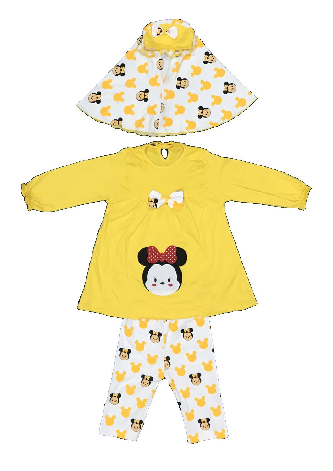 BAYIe - Setelan Baju Muslim Bayi/Anak Perempuan motif Tsum-Tsum / Gamis anak cewek umur 1.5 - 3 tahun