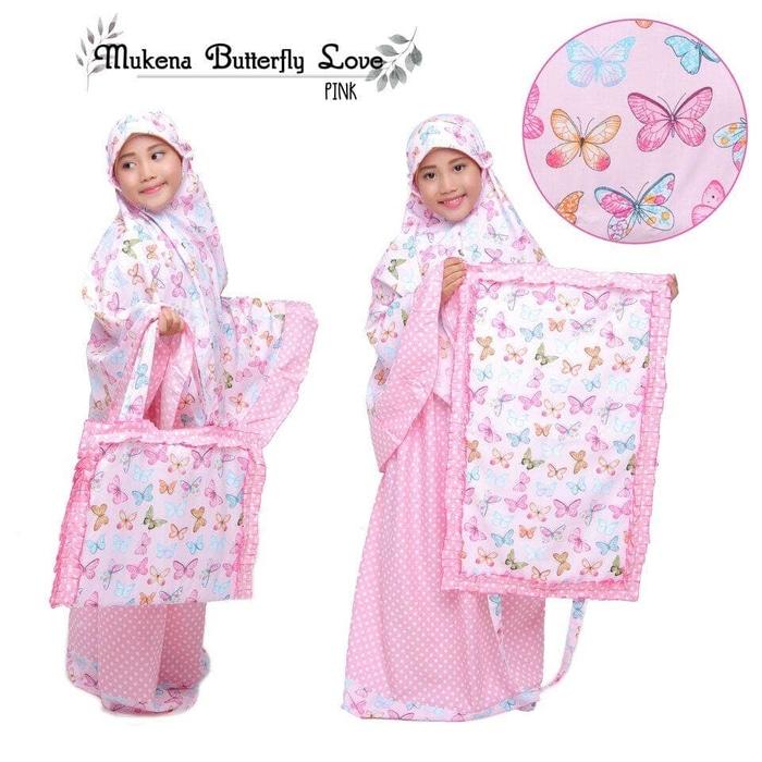 Mukena Anak Murah - Butterfly Love Pink