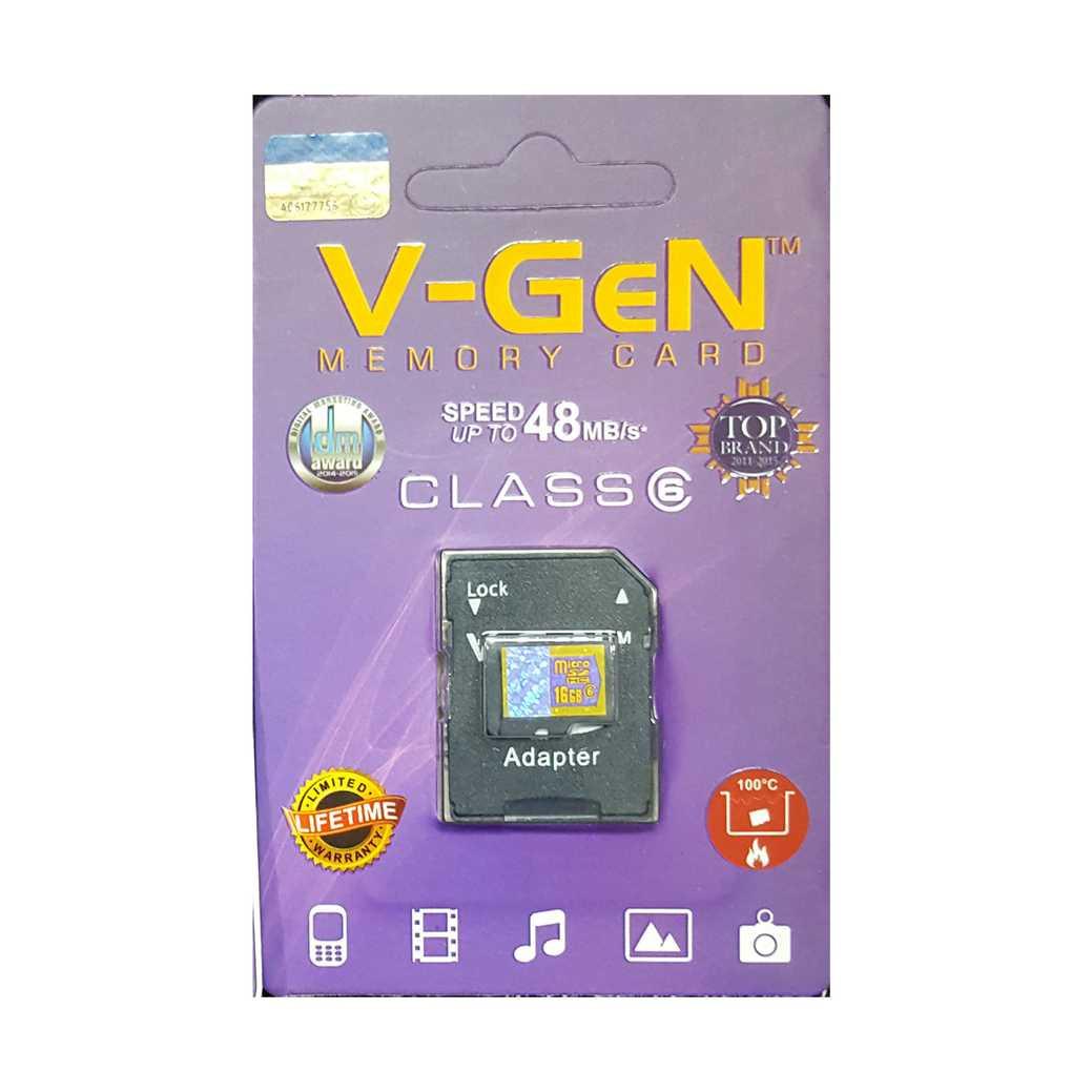 MicroSD V-GeN 16GB Class 6 48MB/S + Adapter (Memory HP VGEN) MicroSD V | Penyimpanan