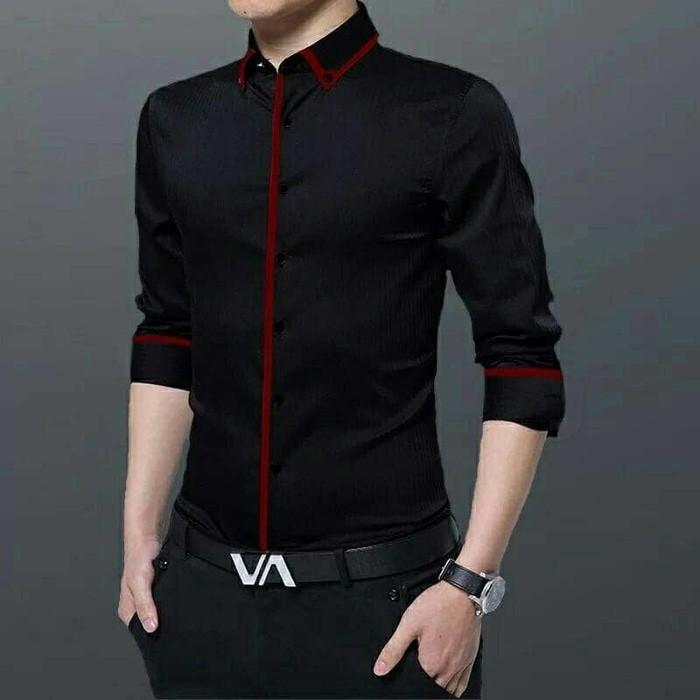 KEMEJA TORETO HITAM ATASAN CWO BAJU LAKI HEM PRIA -