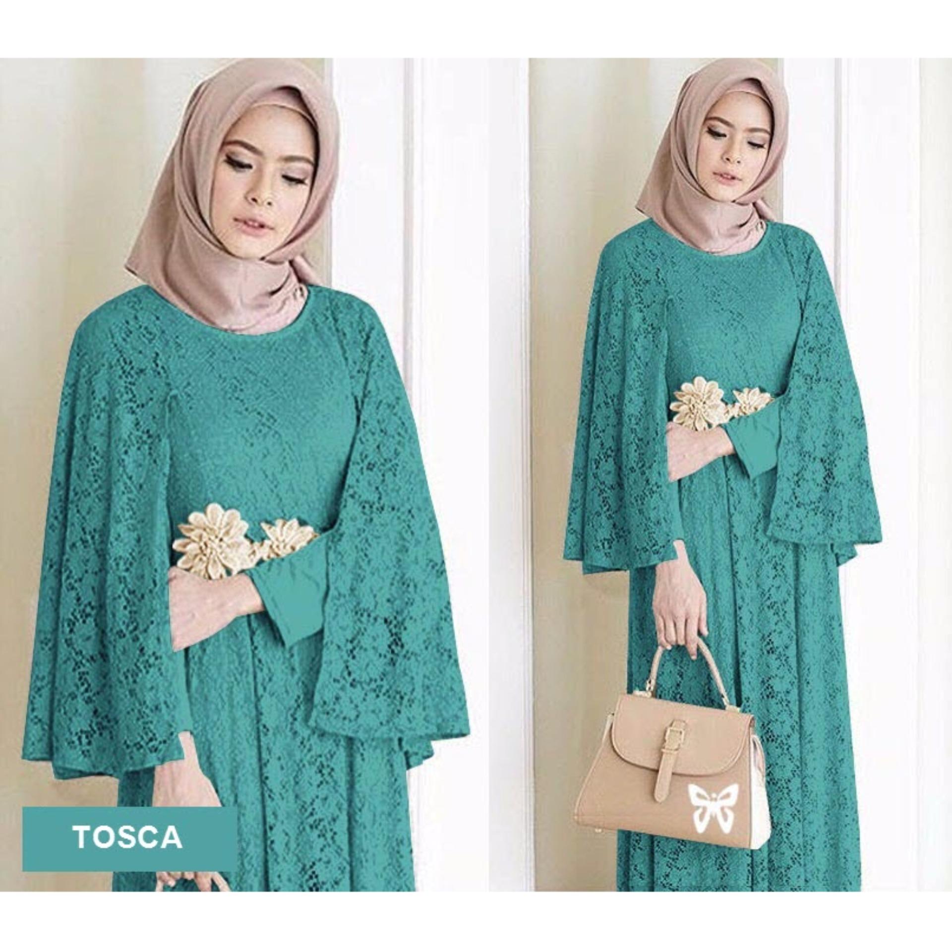Sera Outfit Maxi Dress Lengan Panjang Brukat MSR030 / Gamis Syari / Gaun Pesta Muslimah / Baju Muslim Wanita Syar'i / Srregina