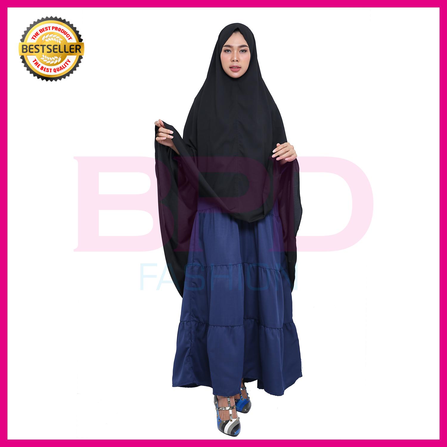 BPD Kerudung Hijab Jilbab Instan Khimar Syari JUMBO + Cadar Hitam Wolfis