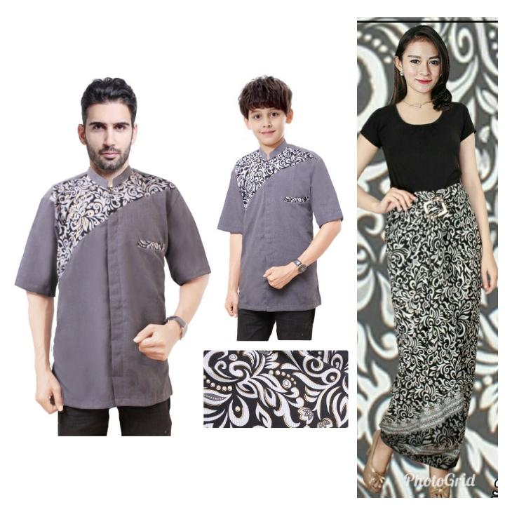 SB Collection Couple Family Nina Rok Lilit Maxi Dan Atasan Baju Muslim Koko Batik Kemeja Anak Ayah