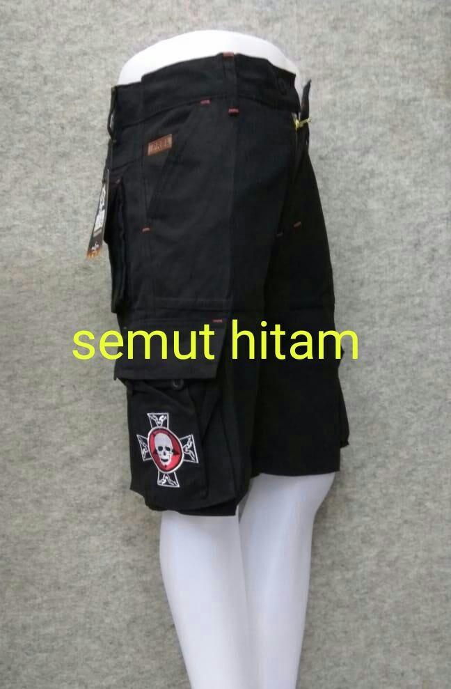 Celana Pendek Cargo Pria / Celana Pendek Kempol Hitam Prapatan Rebel