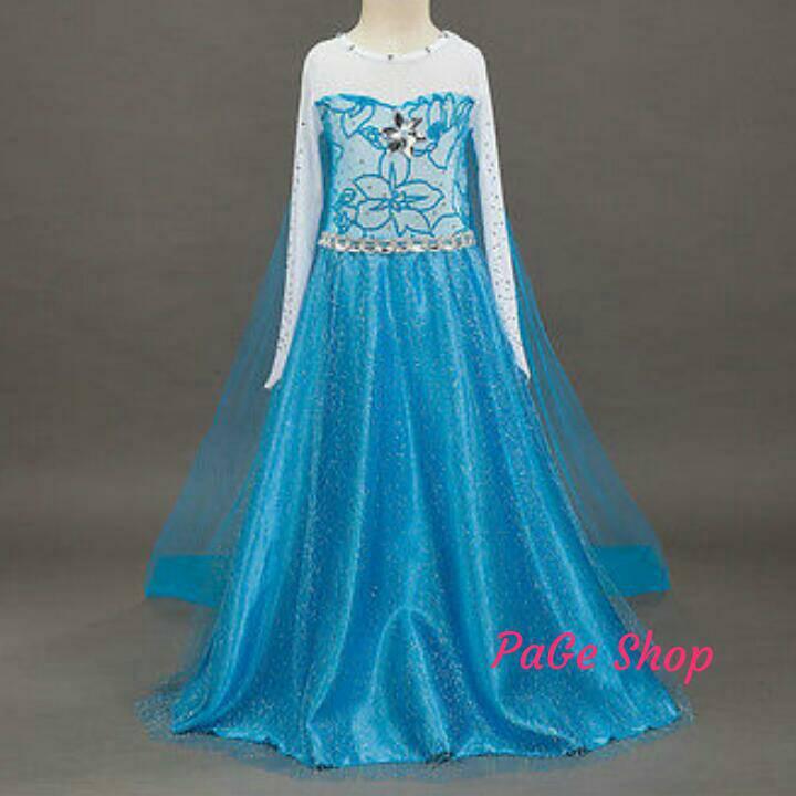 Gaun Elsa Frozen dress baju pesta impor