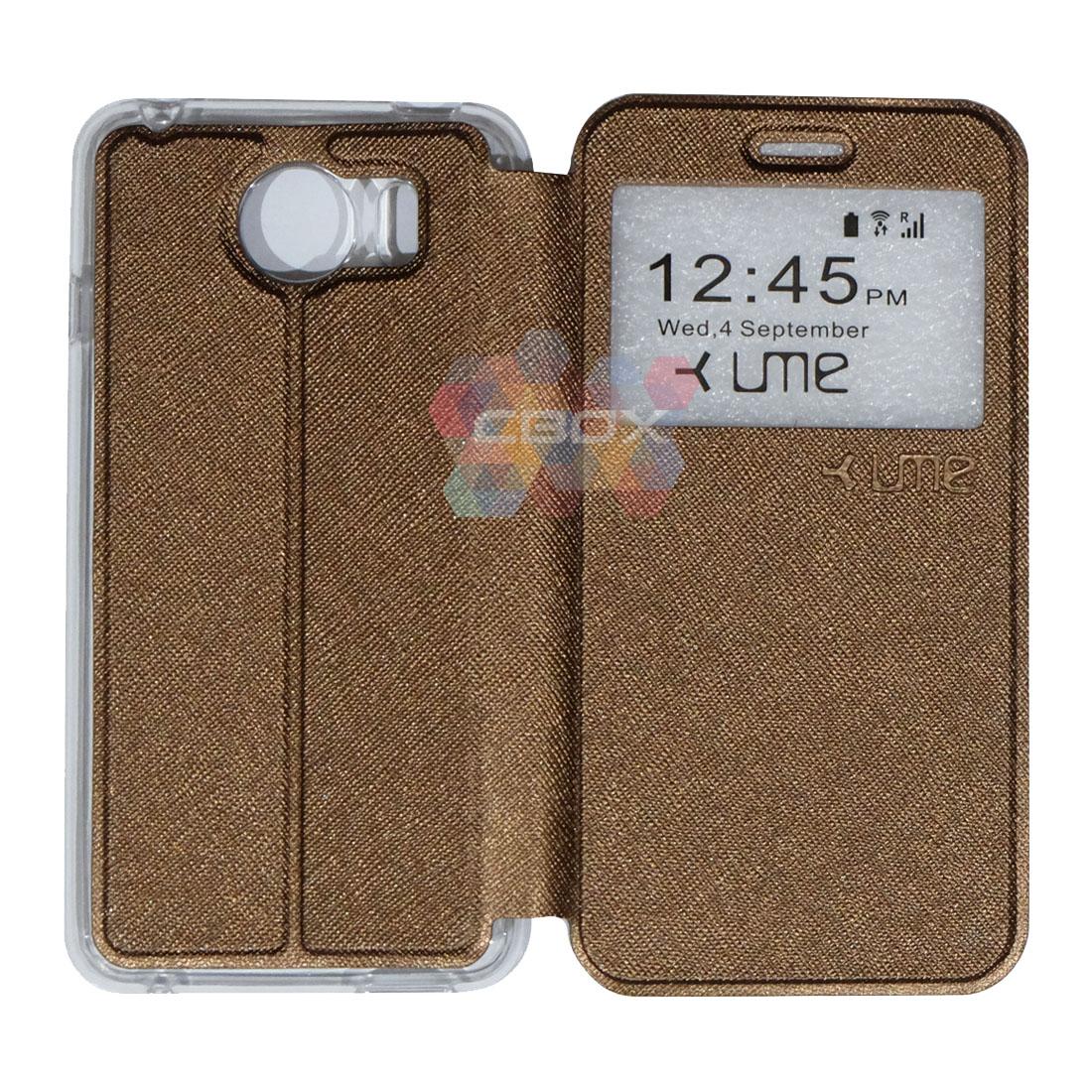 Ume Flipshell Leather Phone Himax M1 Sarung Case / Flipshell Ume Himax M1 / Flipcover Ume Himax M1 / Leather Case Ume Himax M1 / Sarung HP Himax M1 / Flipshell Himax M1 / Flipcover Himax M1 / Casing Himax M1 - Cokelat