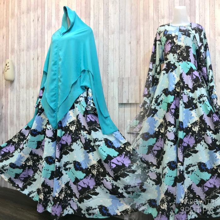 Adzra Gamis Murah syari /busana muslim wanita - Zahira Dress - Biru